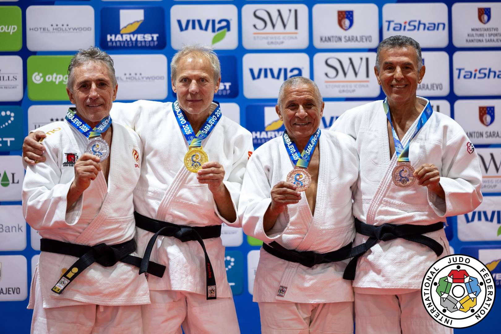 Gerald Fuchs auf dem Podium bei den Judo-Weltmeisterschaften der Veteranen